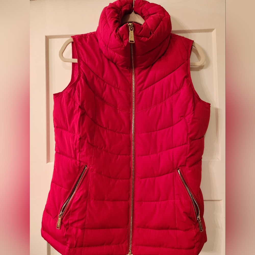 Red Calvin Klein women's vest size small gold detail